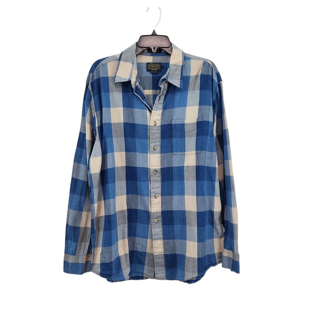 Pendleton Men's 100% Cotton Checkered Long Sleeve Shirt - L